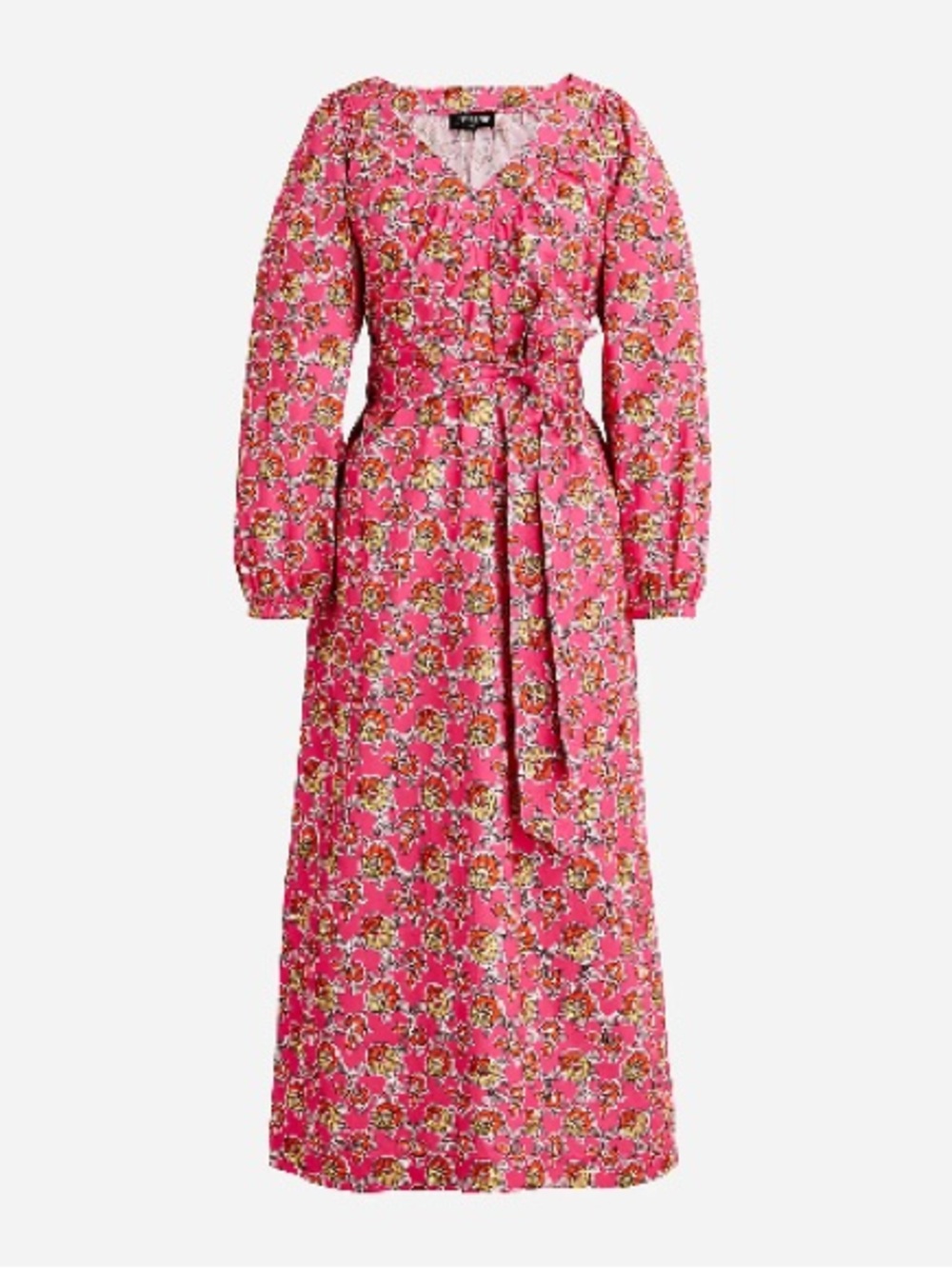 J.CREW Tie-waist cotton poplin dress in Ratti® pink blooms print